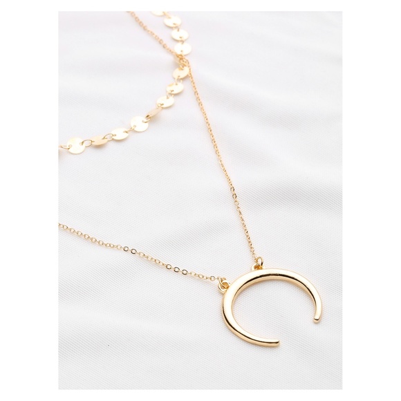MBM Unlimited Jewelry - Gold Sequin Moon Layered Delicate Necklace